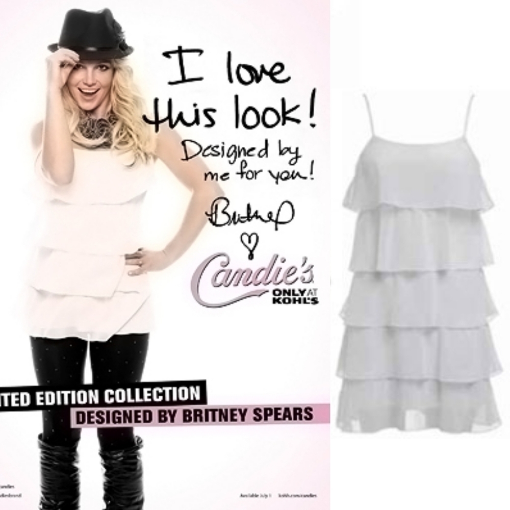 BRITNEY Spears Candies Limited Edition Pearl Metallic Gold Cascading Ruffle Tank